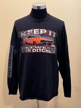 Dukes of Hazzard General Lee Mens XL Long Sleeve Graphic T-Shirt Black